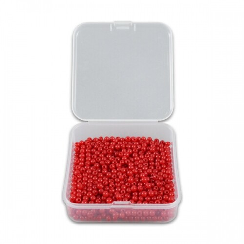 빨간색 플라스틱 구슬(케이스입)(지름3mm, 20g, 약650개입)